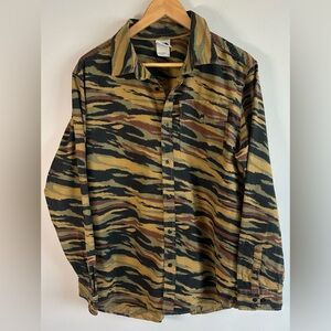 The North Face Shirt Mens L Tiger Stripe Camo Long Sleeve Pocket Button Up EUC